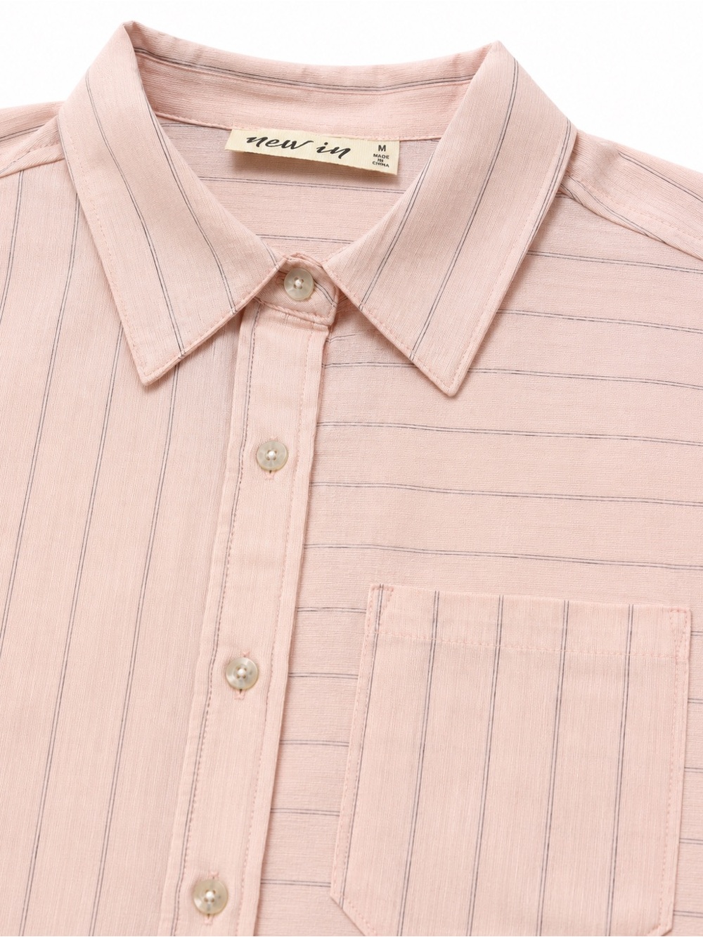 New In Blush Pink Pinstripe Oversized Button Down Shirt Size M